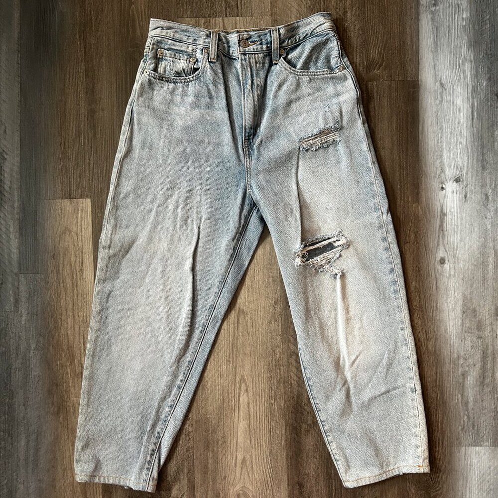 levis blue jeans women high loose taper size 28 light blue vintage